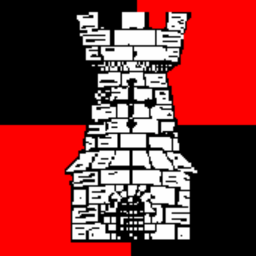 a white tower on a black and red checkered field